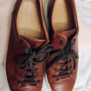 Ecco Men's Dark Brown Leather Sneakers